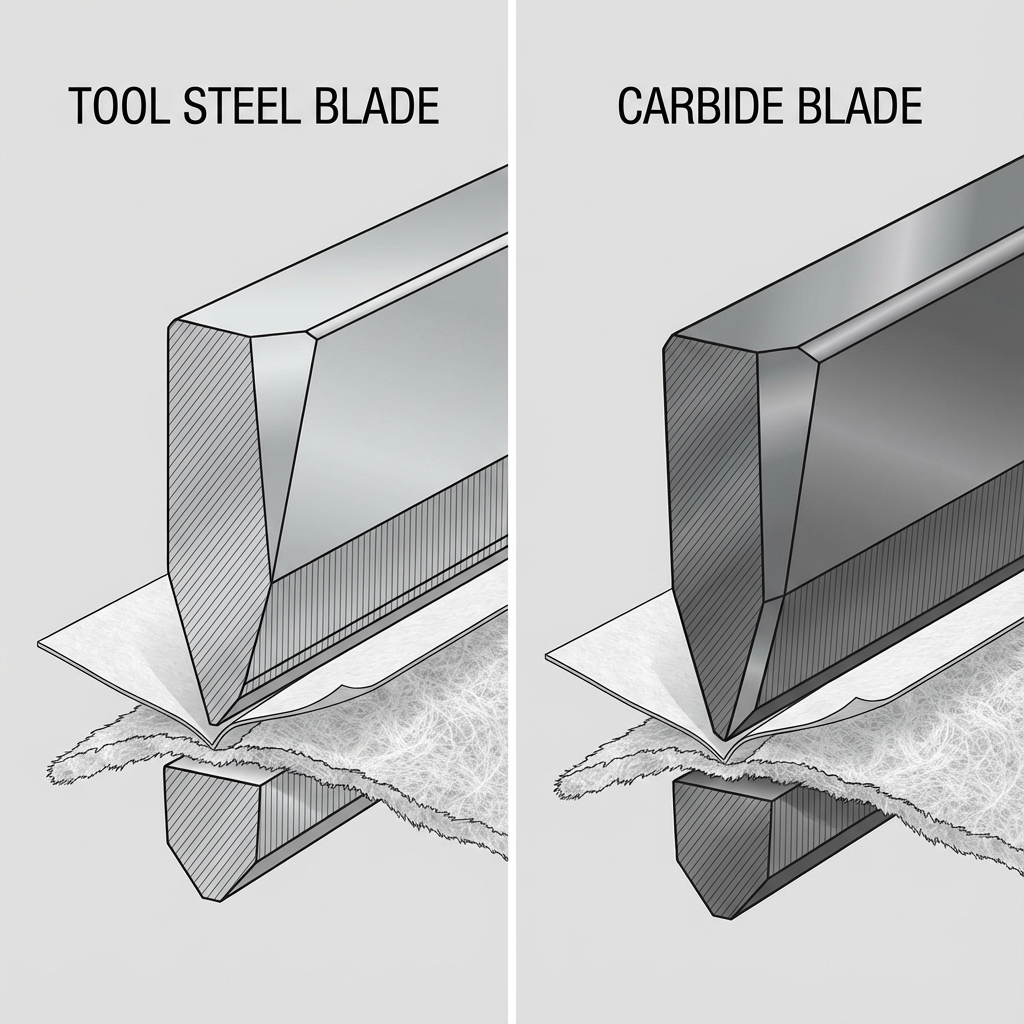 Blades made of steel and carbide.