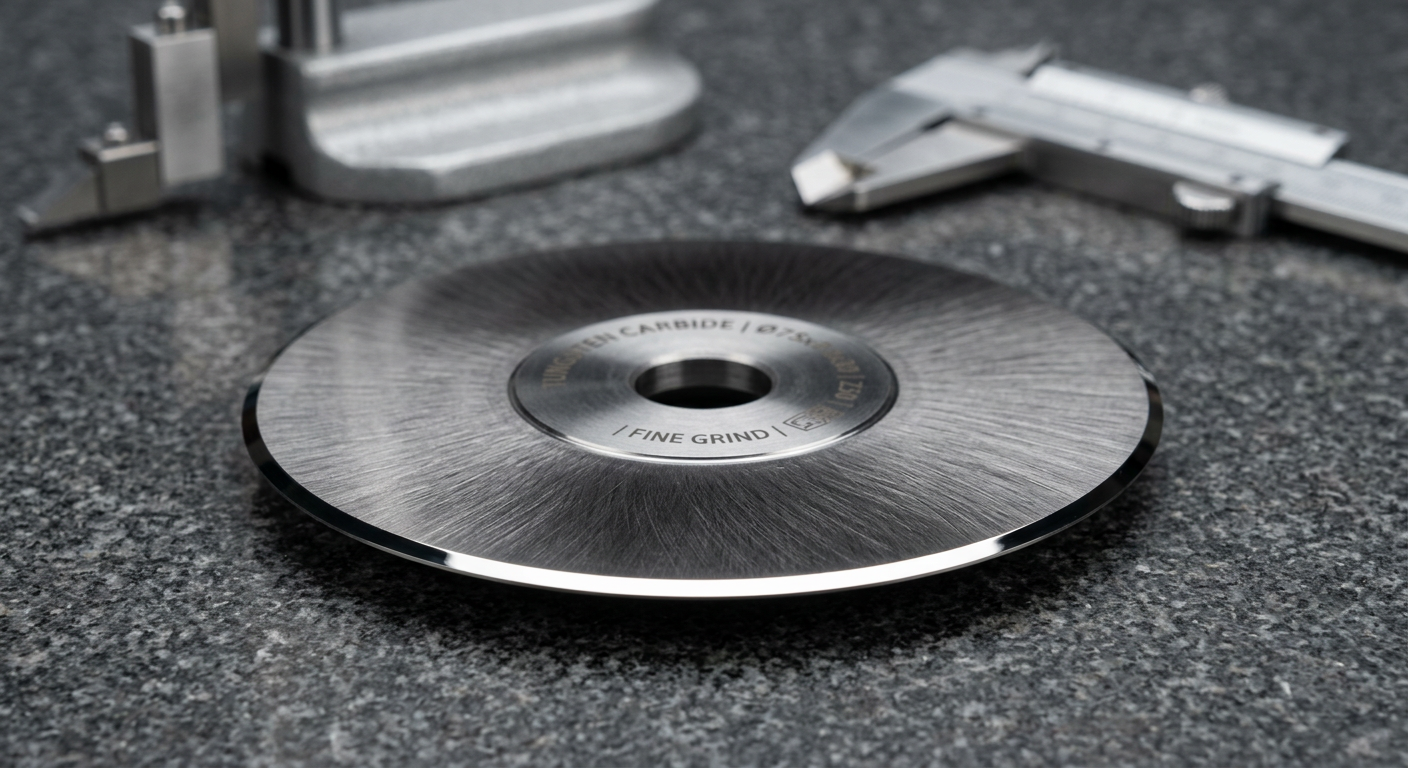 Tungsten carbide circular slitting blade with polished edge for film and foil converting